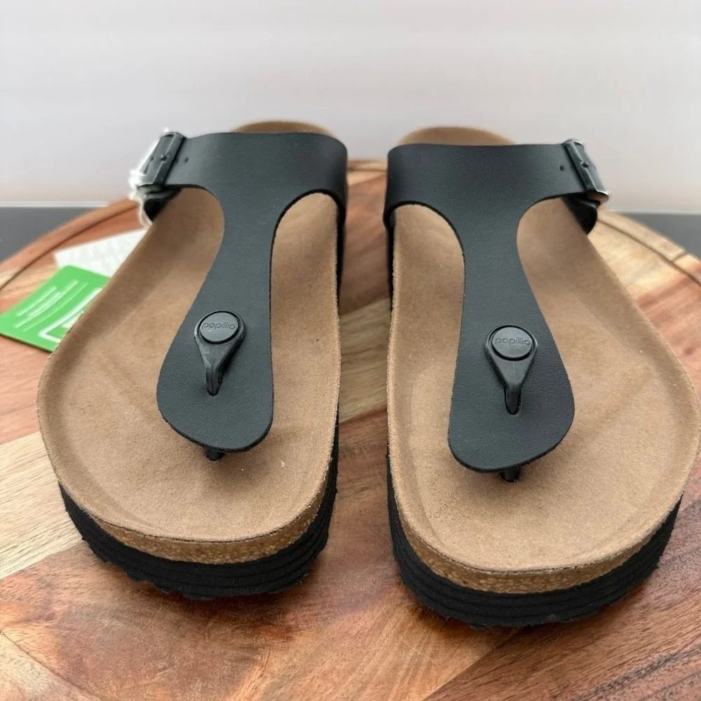 Birkenstock Papillio Gizeh‎ Platform EU 41 Mens 8 Womens 10 Vegan Black Sandals